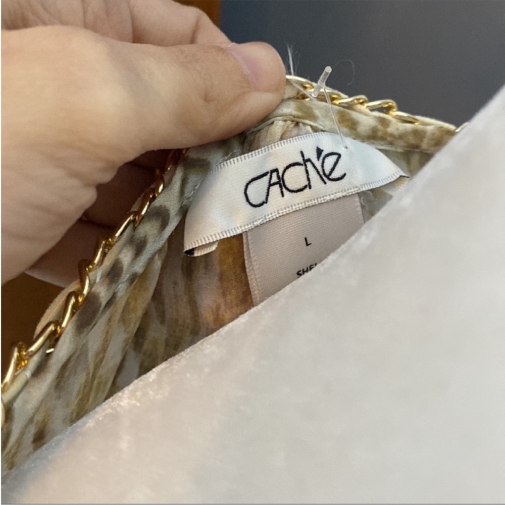 Cache' Snakeprint Sheer Blouse Size Large - image 4